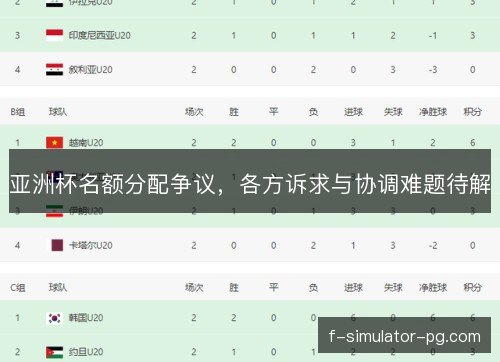 亚洲杯名额分配争议，各方诉求与协调难题待解